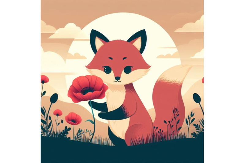 a-bundle-of-cute-fox-holding-a-red-poppy