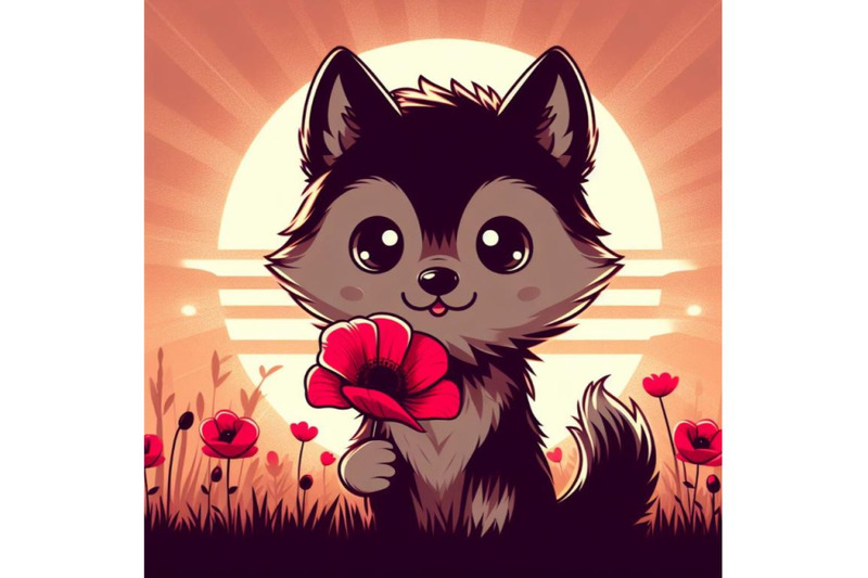 a-bundle-of-cute-wolf-holding-a-red-poppy