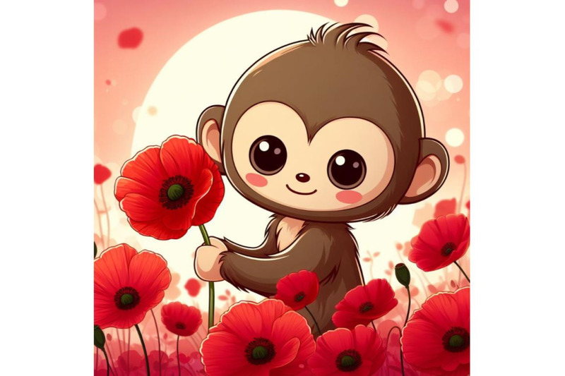 a-bundle-of-cute-monkey-holding-a-red-poppy