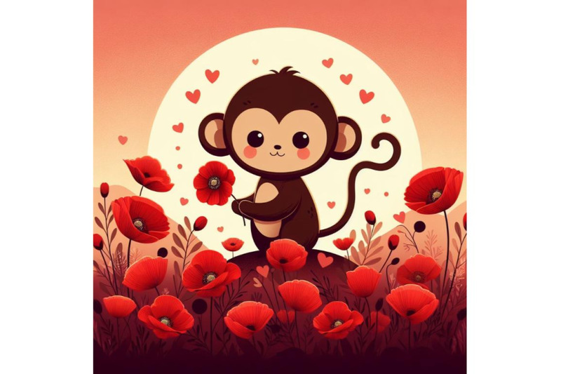 a-bundle-of-cute-monkey-holding-a-red-poppy