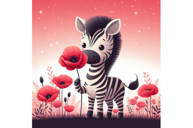 a-bundle-of-cute-zebra-holding-a-red-poppy