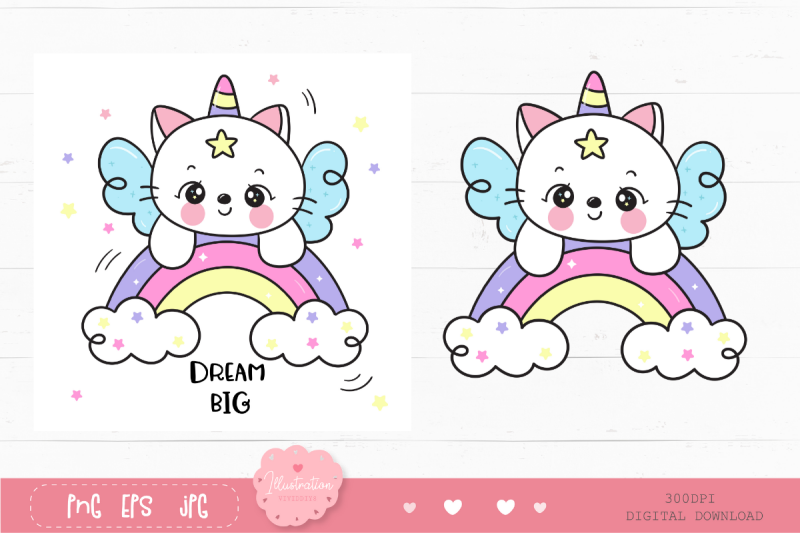 unicorn-cat-on-rainbow-kawaii-cliparts-kitten-sweet-dream