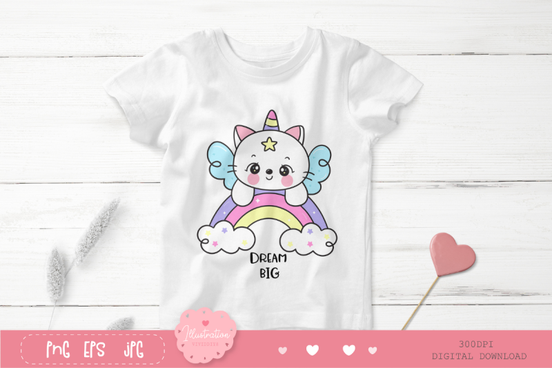 unicorn-cat-on-rainbow-kawaii-cliparts-kitten-sweet-dream