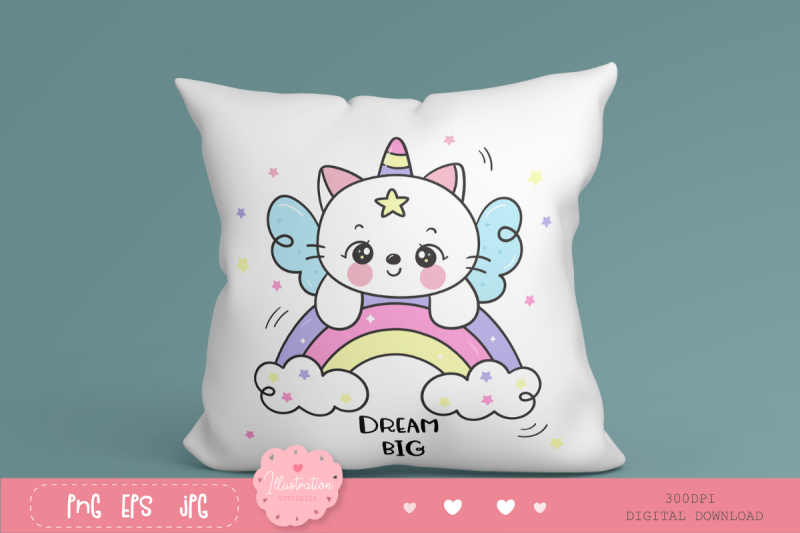 unicorn-cat-on-rainbow-kawaii-cliparts-kitten-sweet-dream