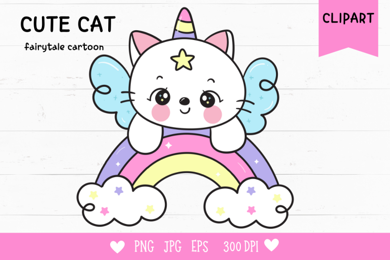 unicorn-cat-on-rainbow-kawaii-cliparts-kitten-sweet-dream