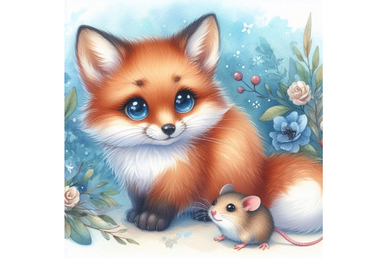 bundle-of-little-lovely-fox-with-mouse