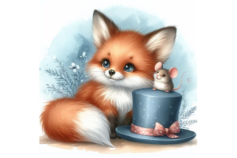 bundle-of-little-lovely-fox-with-mouse