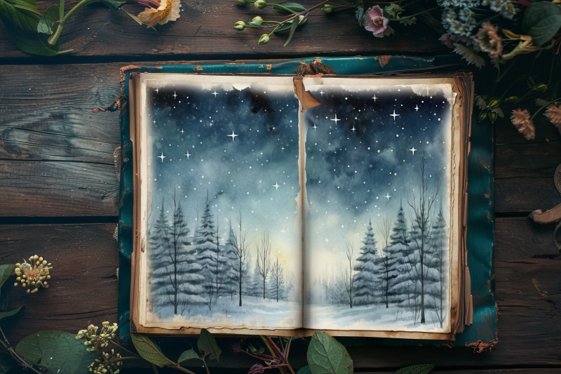 winters-night-junk-journal-pages