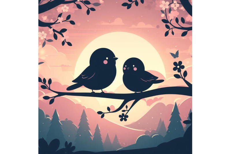 a-bundle-of-cute-bird-couple-sitting-on-tree-branch