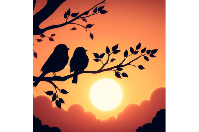 a-bundle-of-cute-bird-couple-sitting-on-tree-branch