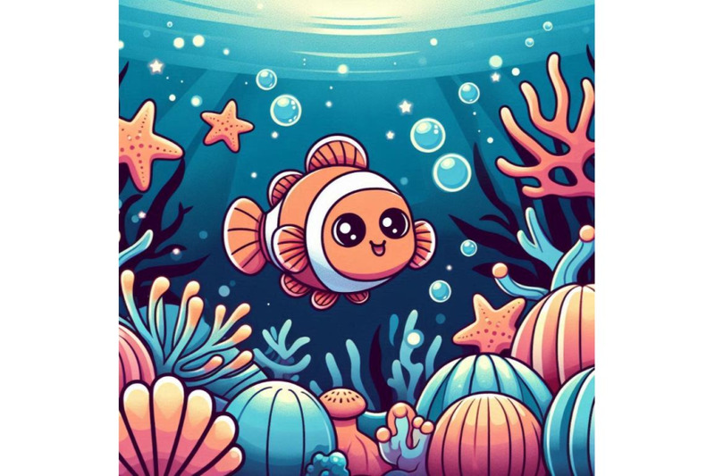 a-bundle-of-cute-clown-fish-cartoon