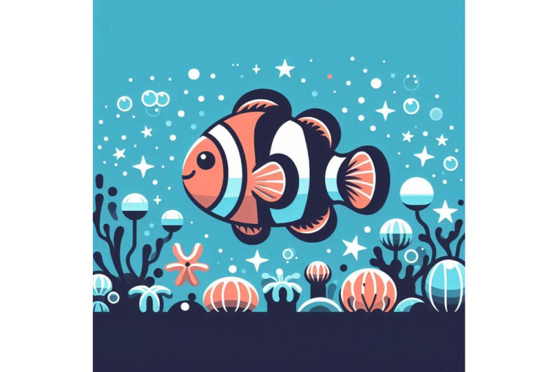 a-bundle-of-cute-clown-fish-cartoon