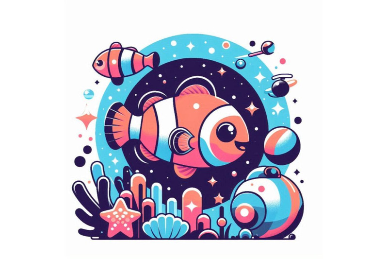 a-bundle-of-cute-clown-fish-cartoon