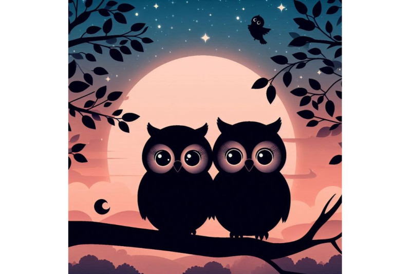 a-bundle-of-cute-owl-couple-sitting-on-tree-branch