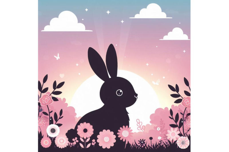 a-bundle-of-cute-rabbit-standing-in-a-flower-garden