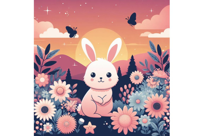 a-bundle-of-cute-rabbit-standing-in-a-flower-garden