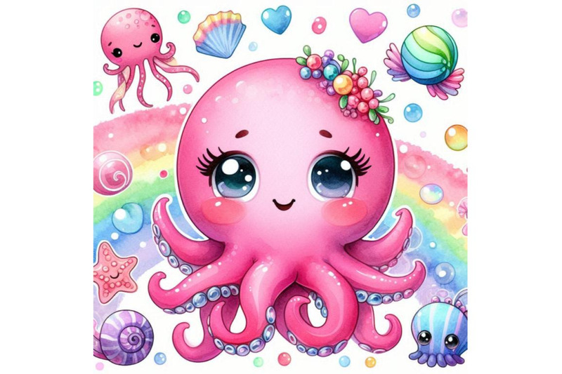 a-bundle-of-watercolor-kawaii-very-a-cute-octopus-loved-colorful-backg