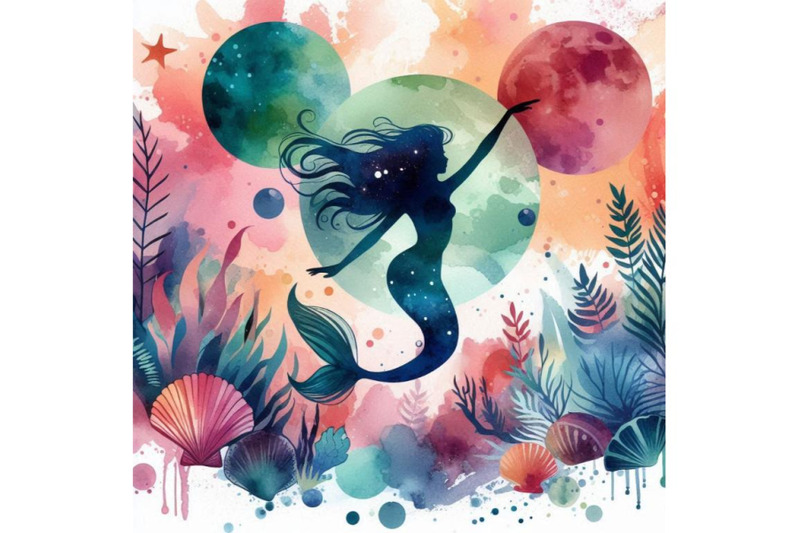 a-bundle-of-watercolor-minimal-flwatercolor-watercolor-mermaid-silhoue