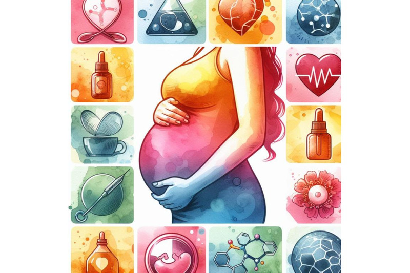 a-bundle-of-watercolor-pregnant-woman-icon-woman-pregnancy-symbol-col