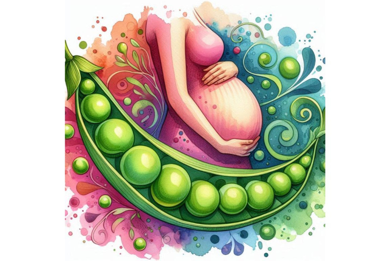 a-bundle-of-watercolor-pregnant-wwatercolor-green-peas-podcolorful-bac