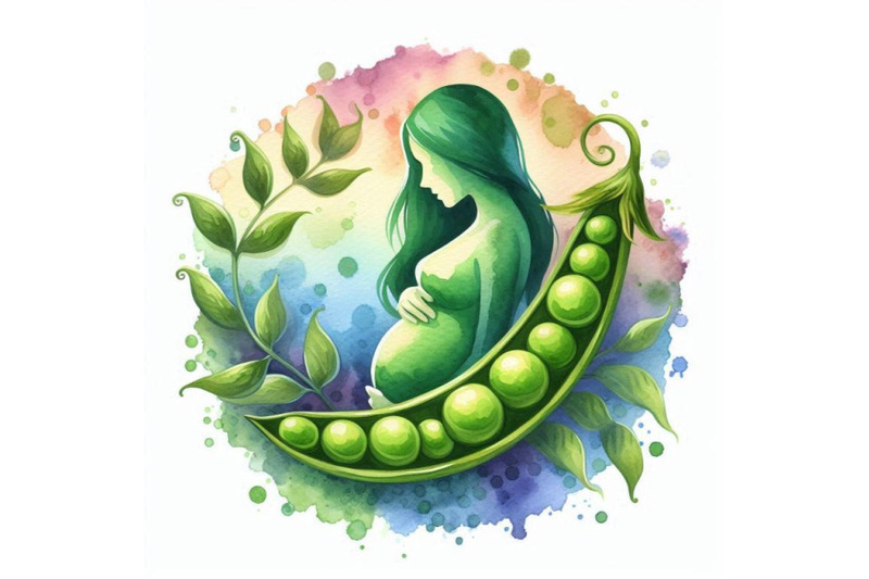 a-bundle-of-watercolor-pregnant-wwatercolor-green-peas-podcolorful-bac