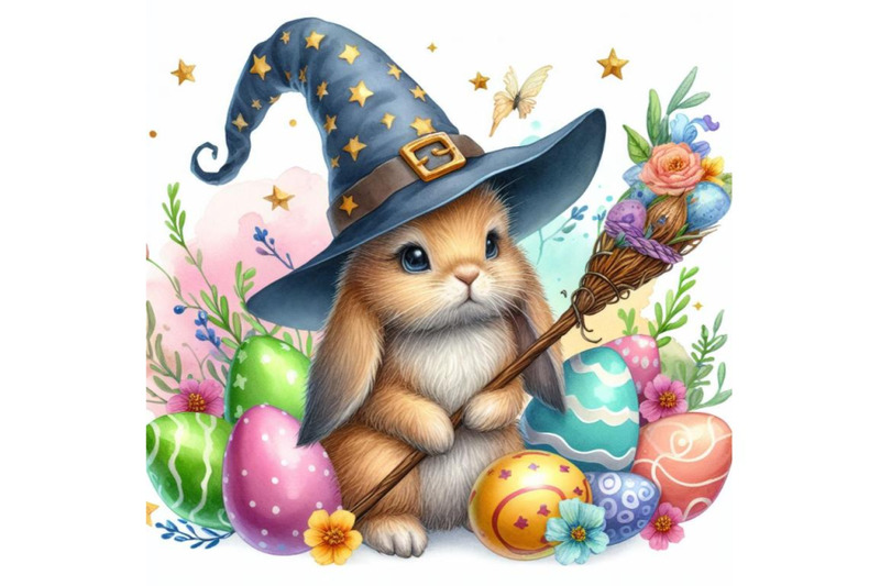 a-bundle-of-watercolor-rabbit-wizard-digital-watercolor-illustration-w