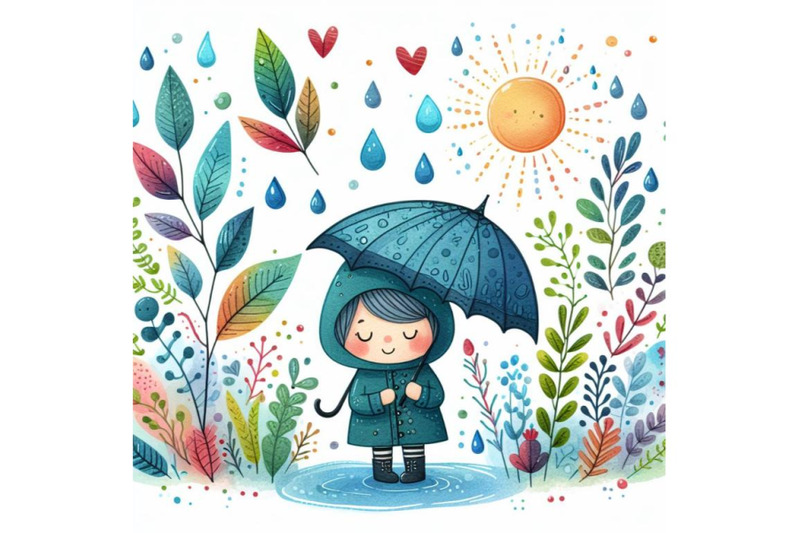 a-bundle-of-watercolor-rainy-day-with-plant-vector-illustration-cute