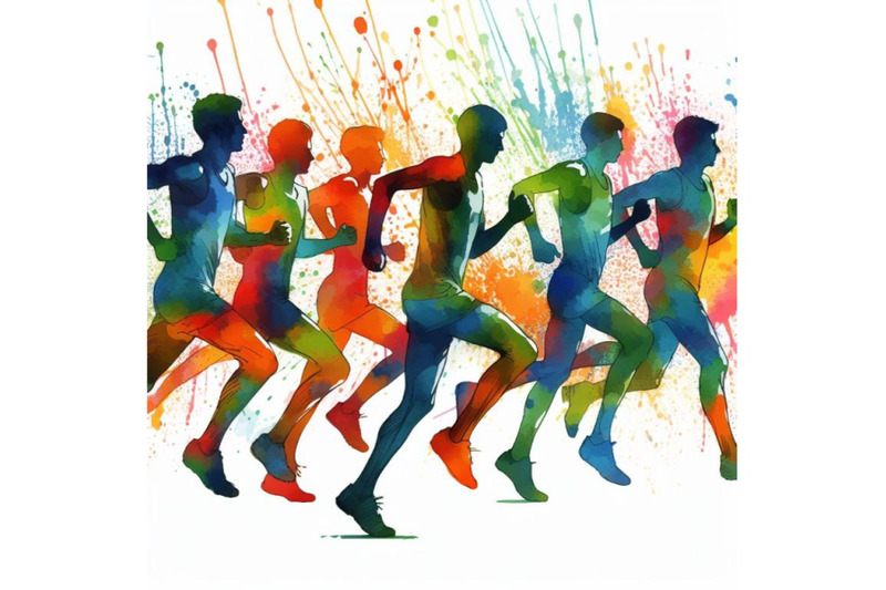 a-bundle-of-watercolor-running-athletes-vector-symbol-sport-and-compe