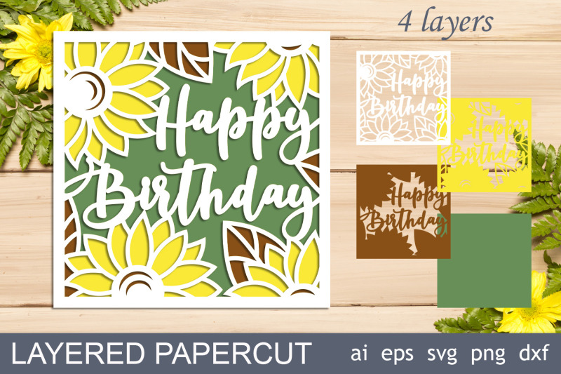 happy-birthday-sunflower-card-layered-shadow-box