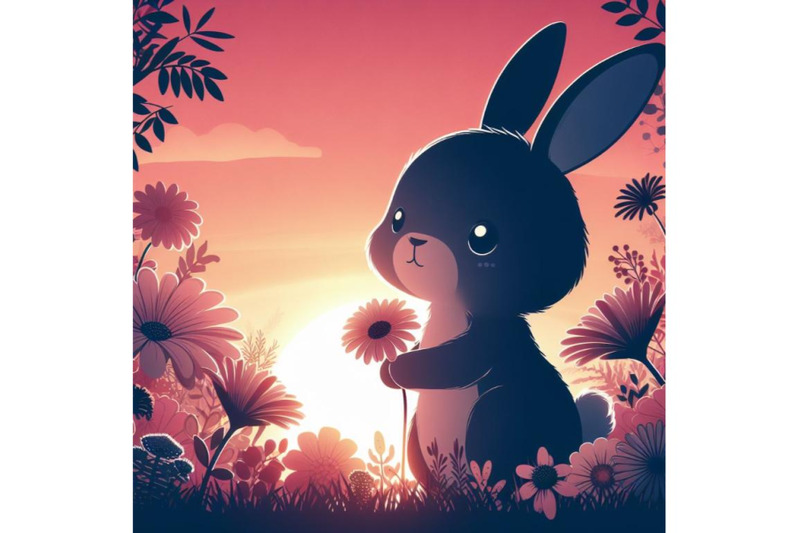 a-bundle-of-cute-rabbit-standing-in-a-flower-garden