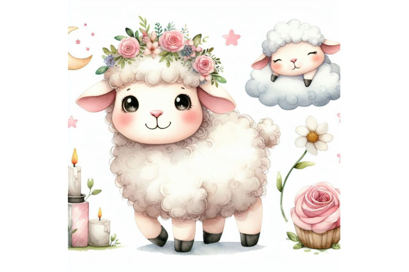 bundle-of-cute-sheep-cartoon