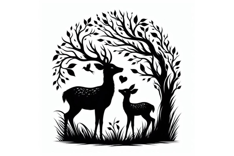 bundle-of-mother-and-baby-deer-love-family