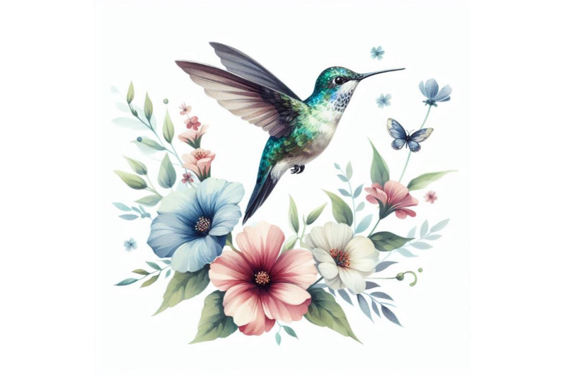 bundle-of-hummingbird-flying-around-flowers