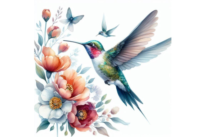 bundle-of-hummingbird-flying-around-flowers