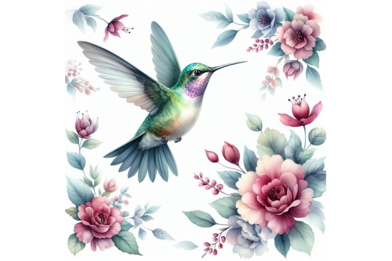 bundle-of-hummingbird-flying-around-flowers