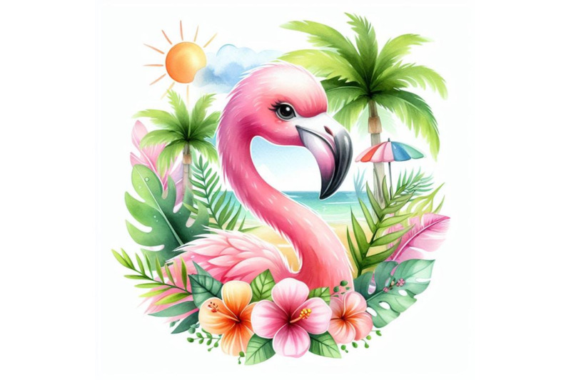 bundle-of-cute-flamingo-with-tropical-summer