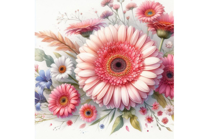 bundle-of-gerbera-daisy-flower-greeting-card-background-for-mother-or