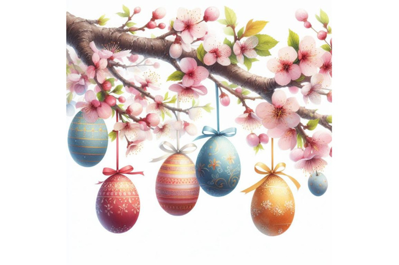 bundle-of-easter-eggs-hanging-on-plum-branch