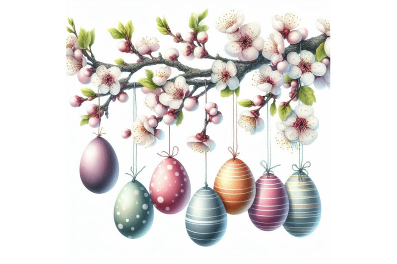 bundle-of-easter-eggs-hanging-on-plum-branch