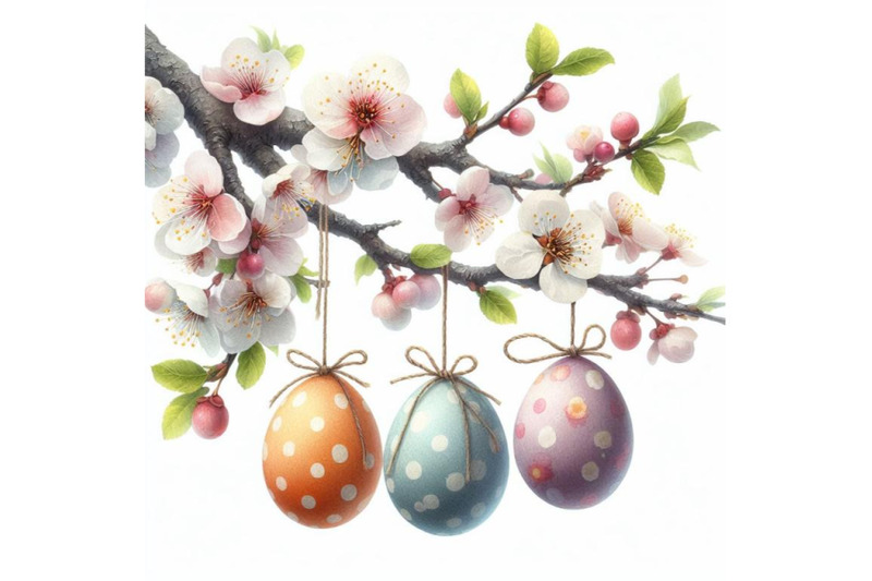 bundle-of-easter-eggs-hanging-on-plum-branch