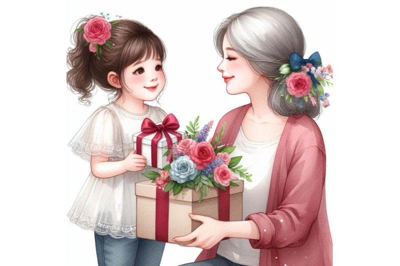 bundle-of-little-kid-daughter-giving-mom-receiving-gift-box-and-flower