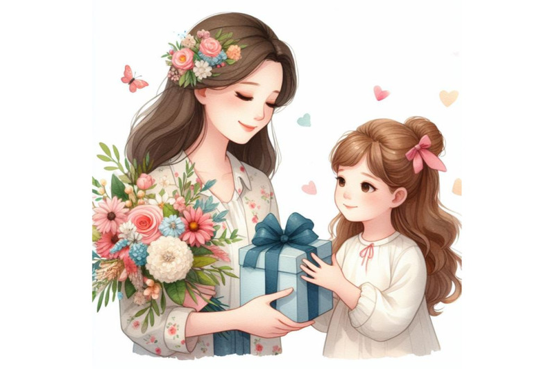 bundle-of-little-kid-daughter-giving-mom-receiving-gift-box-and-flower