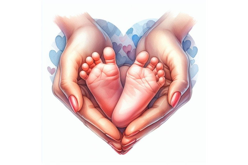 bundle-of-baby-feet-in-mother-hands-hearth-shape