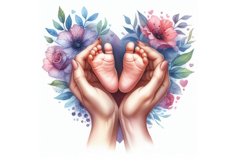 bundle-of-baby-feet-in-mother-hands-hearth-shape