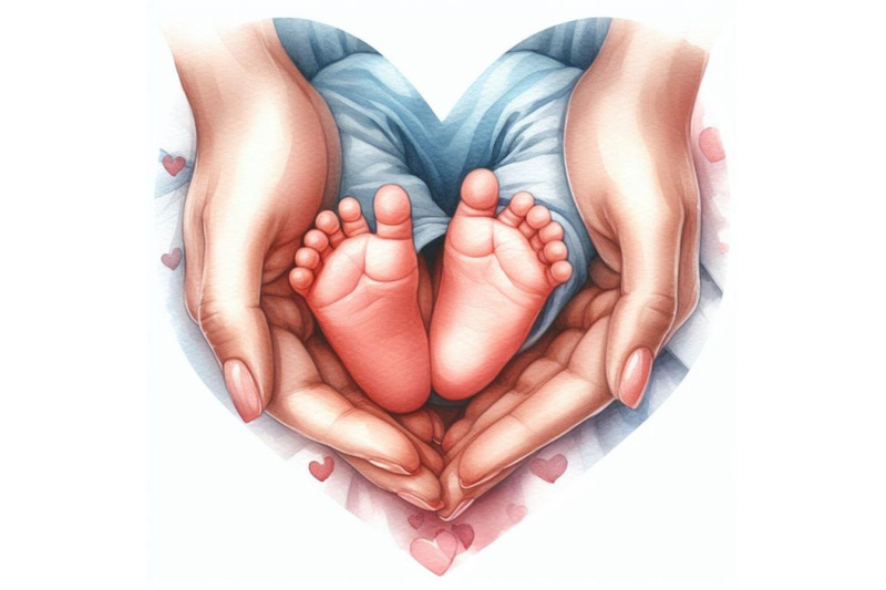 bundle-of-baby-feet-in-mother-hands-hearth-shape