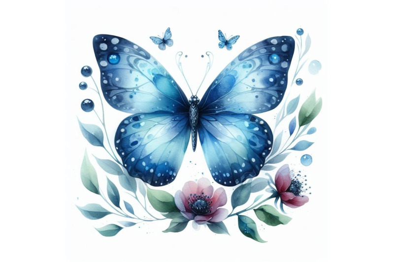 bundle-of-blue-butterfly-on-a-white-background