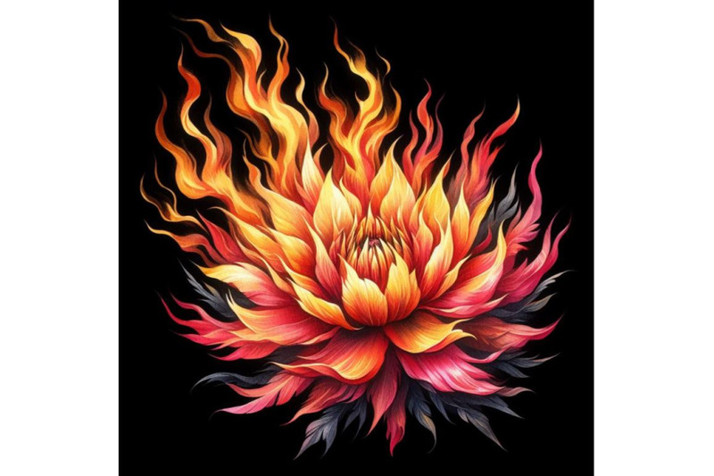 bundle-of-flower-fire-beautiful-fire-flower-on-black-background