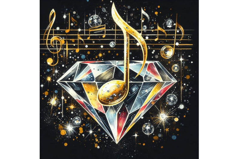 bundle-of-diamond-music-note-on-black-background