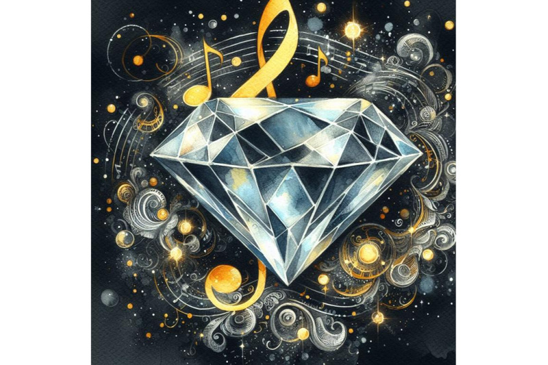 bundle-of-diamond-music-note-on-black-background