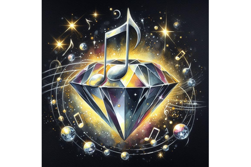 bundle-of-diamond-music-note-on-black-background